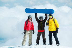Group of snowboardrers at ski resort